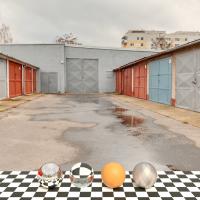 Panorama HDR background street garage